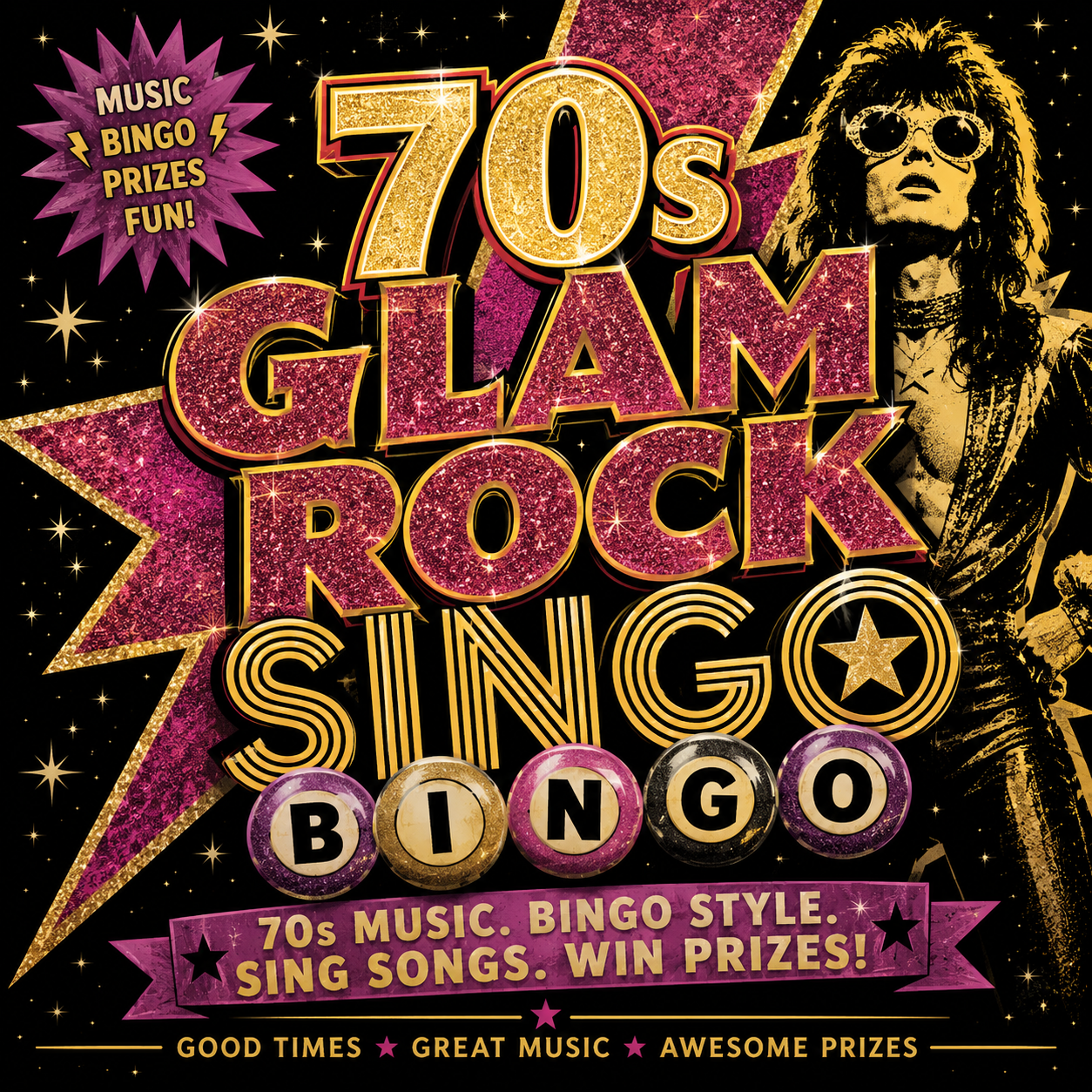 70’s Glam Rock Singo Bingo Graphic 2026